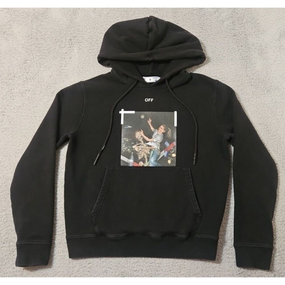 Off White Pascal Print Slim Skeleton Black & White Arrow Hoodie Mens Size Medium